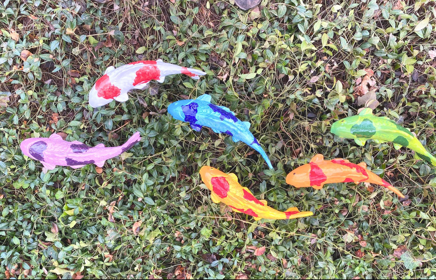 Ceramic Koi Fish Garden Stake β Pink