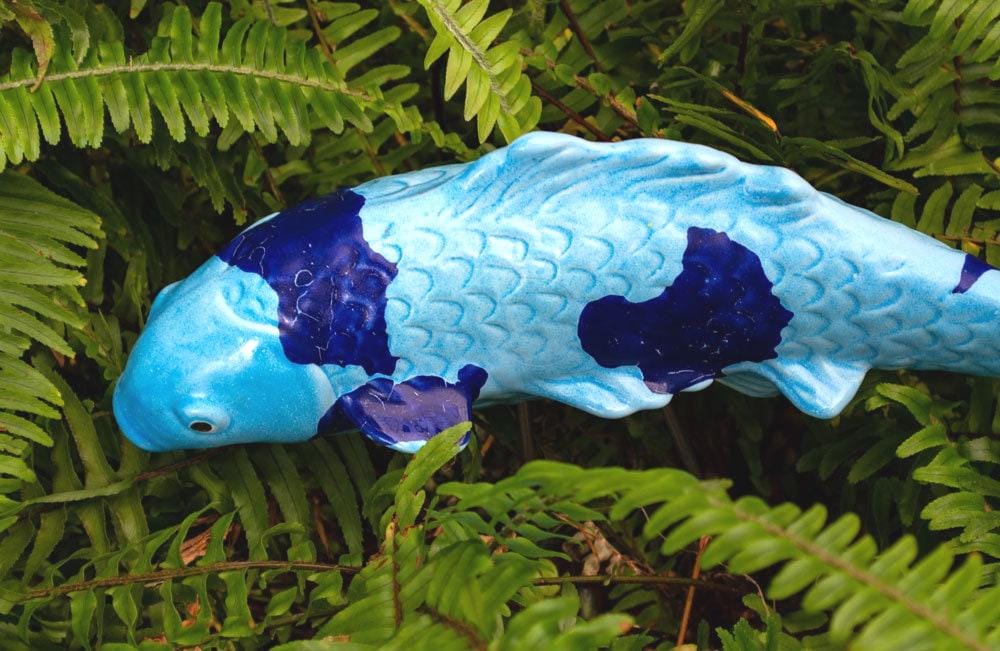 Ceramic Koi Fish Garden Stake – Blue