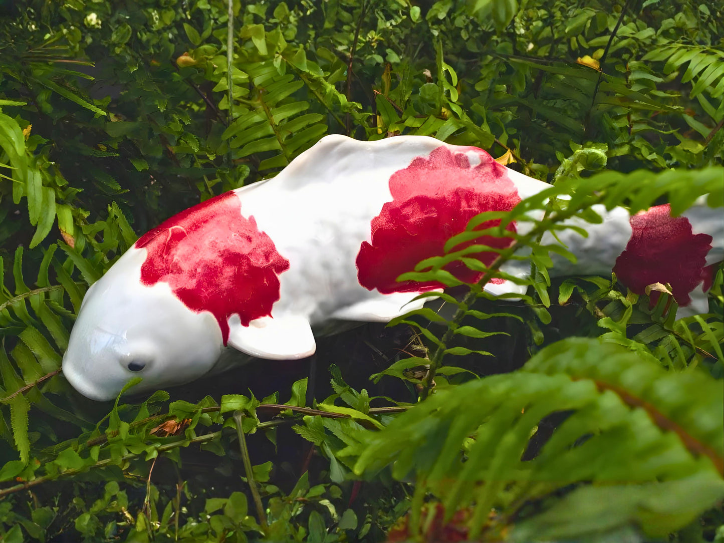 Ceramic Koi Fish Garden Stake – Classic White