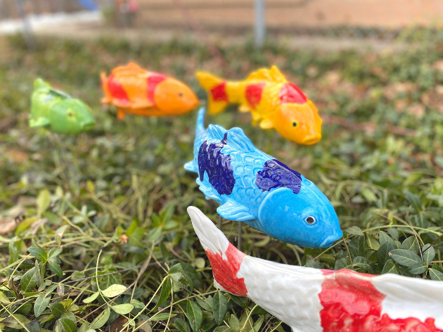 Ceramic Koi Fish Garden Stake – Classic White