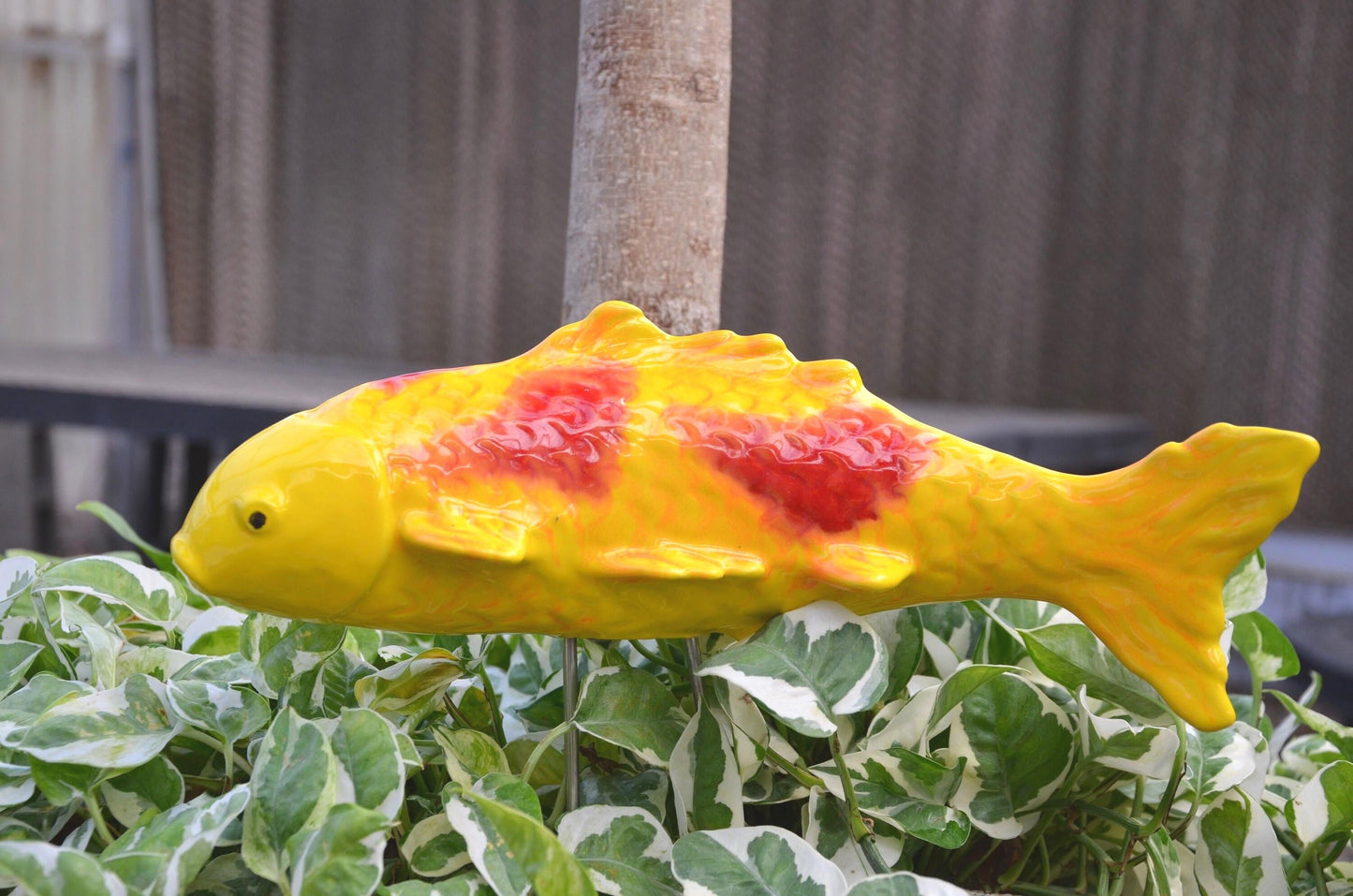 Ceramic Koi Fish Garden Stake – Orange